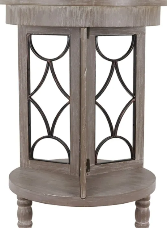 Kirkland's Home Roberta Wood Decorative Metal Accent Table- Accent & End Tables