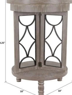 Kirkland's Home Roberta Wood Decorative Metal Accent Table- Accent & End Tables