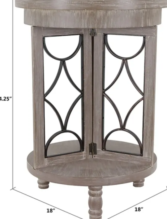 Kirkland's Home Roberta Wood Decorative Metal Accent Table- Accent & End Tables