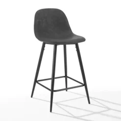 Kirkland's Home Rorke Vegan Leather Counter Stools, Set Of 2- Bar Stools & Counter Height Stools