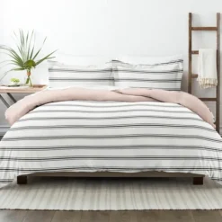 Kirkland's Home Rose Pink Echo Stripe 3-Pc. Queen Duvet Cover Set- Duvets