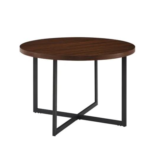 Kirkland's Home Round And Black X Base Dining Table- Dining Tables