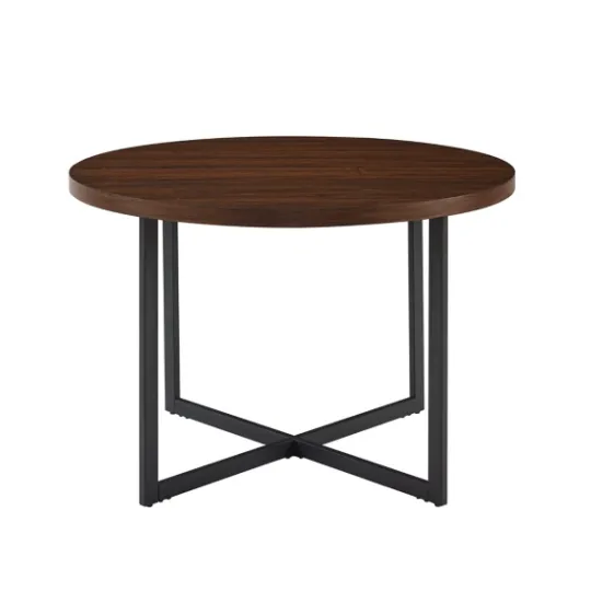 Kirkland's Home Round And Black X Base Dining Table- Dining Tables