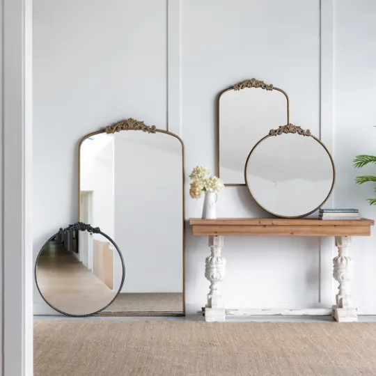 Kirkland's Home Round Antique Floral Scroll Mirror, 39 In.- Decorative Mirrors