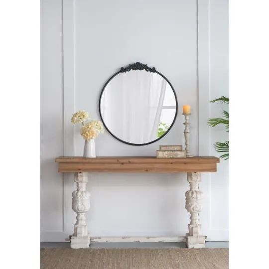Kirkland's Home Round Antique Floral Scroll Mirror, 39 In.- Decorative Mirrors