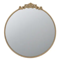 Kirkland's Home Round Antique Floral Scroll Mirror, 32 In.- Decorative Mirrors