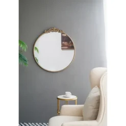 Kirkland's Home Round Antique Floral Scroll Mirror, 32 In.- Decorative Mirrors