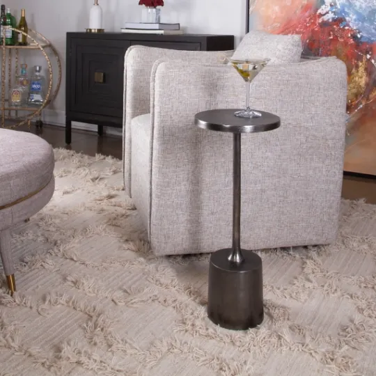 Kirkland's Home Round Antique Nickel Accent Table- Accent & End Tables