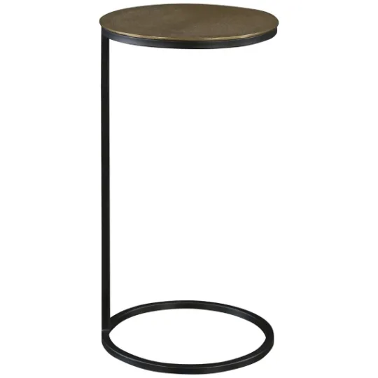 Kirkland's Home Round Black And Gold Metal C-Table- Accent & End Tables