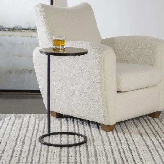 Kirkland's Home Round Black And Gold Metal C-Table- Accent & End Tables