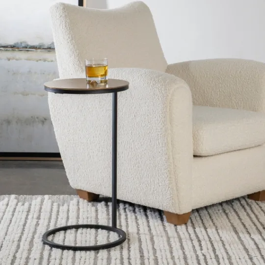 Kirkland's Home Round Black And Gold Metal C-Table- Accent & End Tables