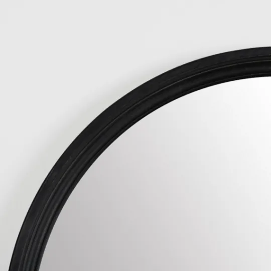 Kirkland's Home Round Black Wood Ridged Mirror- Decorative Mirrors