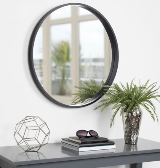 Kirkland's Home Round Black Wood Travis Accent Mirror- Decorative Mirrors