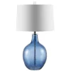 Kirkland's Home Round Blue Textured Glass Table Lamp- Table Lamps