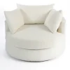 Kirkland's Home Round Cream Boucle Swivel Accent Chair- Accent Chairs