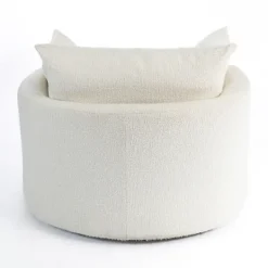 Kirkland's Home Round Cream Boucle Swivel Accent Chair- Accent Chairs