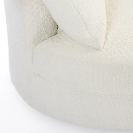Kirkland's Home Round Cream Boucle Swivel Accent Chair- Accent Chairs