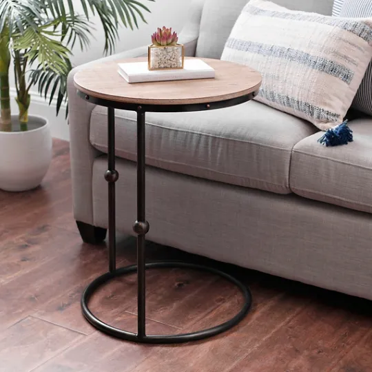 Kirkland's Home Round C-Table With Beaded Base- Accent & End Tables