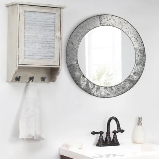 Kirkland's Home Round Galvanized Wall Mirror, 22 In.- Decorative Mirrors