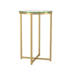 Kirkland's Home Round Gold Metal And Glass Side Table- Accent & End Tables