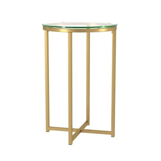 Kirkland's Home Round Gold Metal And Glass Side Table- Accent & End Tables