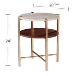 Kirkland's Home Round Gold 2-Tier Accent Table- Accent & End Tables