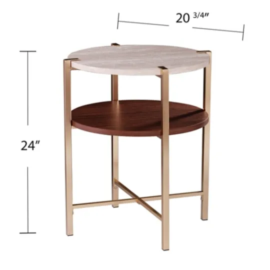Kirkland's Home Round Gold 2-Tier Accent Table- Accent & End Tables