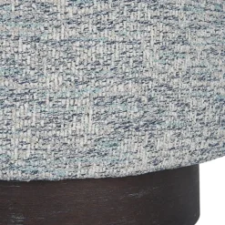 Kirkland's Home Round Gray & Blue Upholstered Ottoman- Benches & Ottomans