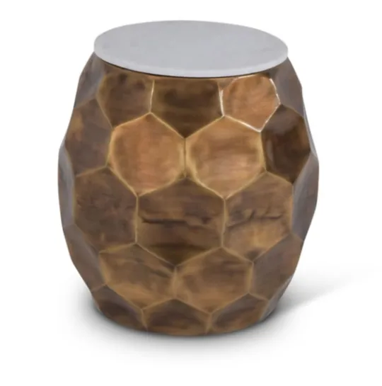 Kirkland's Home Round Honeycomb Marble Top Accent Table- Accent & End Tables