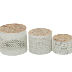 Kirkland's Home Round Intricate Laser Cut Boxes, Set Of 3- Baskets & Boxes