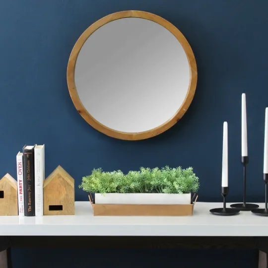 Kirkland's Home Round Maddie Wood Mirror, 20 In.- Framed Mirrors