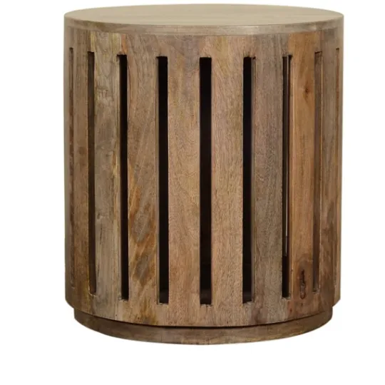 Kirkland's Home Round Mango Wood Drum Accent Table- Accent & End Tables
