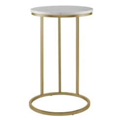 Kirkland's Home Round Marble And Gold C-Table- Accent & End Tables