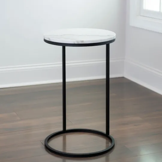 Kirkland's Home Round Marble C-Table- Accent & End Tables