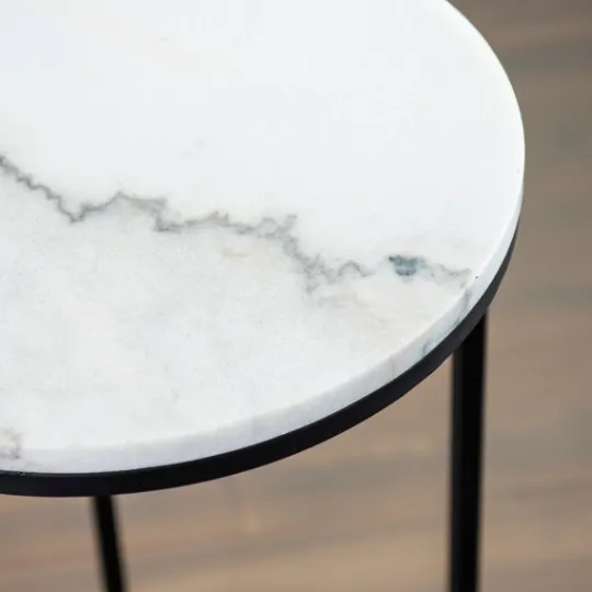 Kirkland's Home Round Marble C-Table- Accent & End Tables