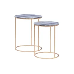 Kirkland's Home Round Marble Nesting 2-Pc. Accent Table Set- Accent & End Tables