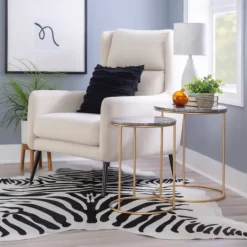 Kirkland's Home Round Marble Nesting 2-Pc. Accent Table Set- Accent & End Tables