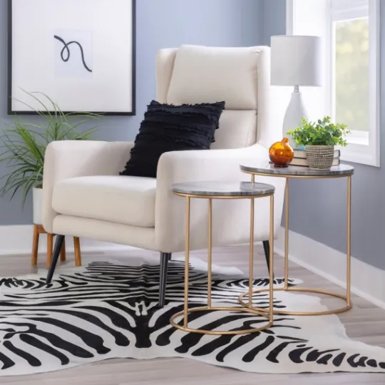 Kirkland's Home Round Marble Nesting 2-Pc. Accent Table Set- Accent & End Tables