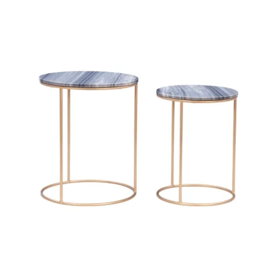 Kirkland's Home Round Marble Nesting 2-Pc. Accent Table Set- Accent & End Tables