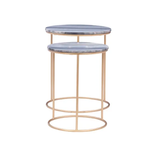 Kirkland's Home Round Marble Nesting 2-Pc. Accent Table Set- Accent & End Tables