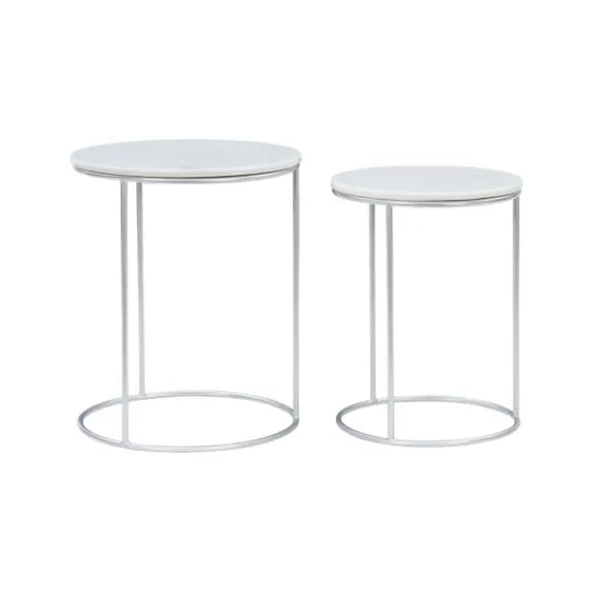 Kirkland's Home Round Marble Nesting 2-Pc. Accent Table Set- Accent & End Tables