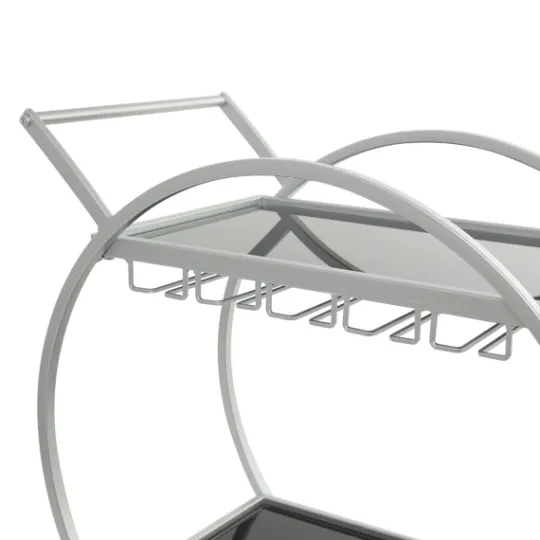 Kirkland's Home Round Metal And Glass 2-Ter Bar Cart- Kitchen Islands & Bar Carts