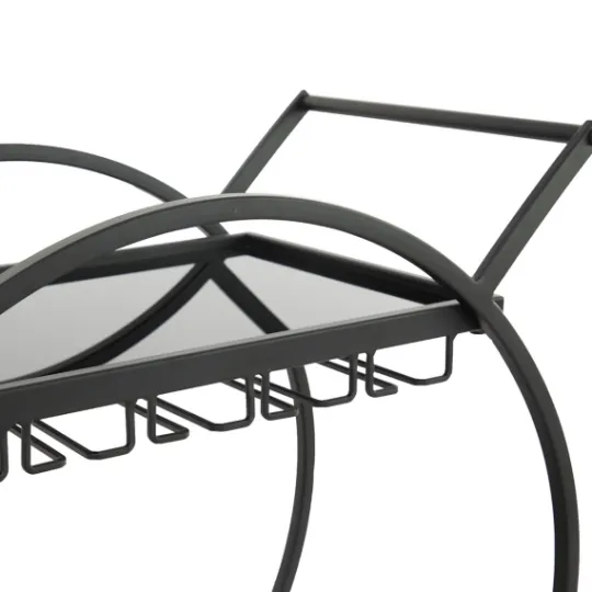 Kirkland's Home Round Metal And Glass 2-Ter Bar Cart- Kitchen Islands & Bar Carts