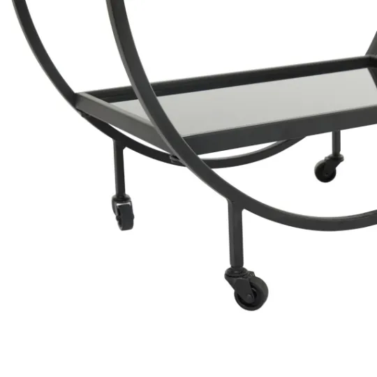 Kirkland's Home Round Metal And Glass 2-Ter Bar Cart- Kitchen Islands & Bar Carts
