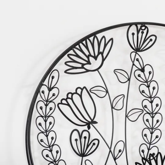 Kirkland's Home Round Metal Floral Cutout Wall Plaque- Wall Plaques