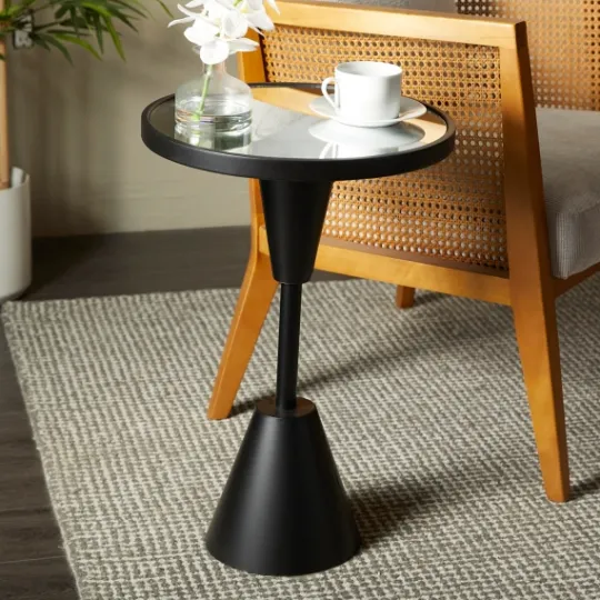 Kirkland's Home Round Metal Mirrored Top Side Table- Accent & End Tables