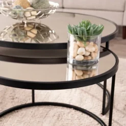Kirkland's Home Round Mirrored Nesting Tables, Set Of 2- Coffee Tables