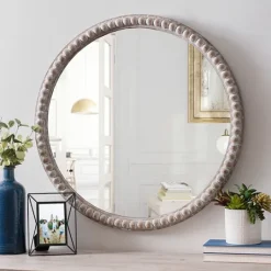 Kirkland's Home Round Natural Beaded Wall Mirror- Decorative Mirrors