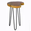 Kirkland's Home Round Natural Live Edge Hairpin Legs Accent Table- Accent & End Tables