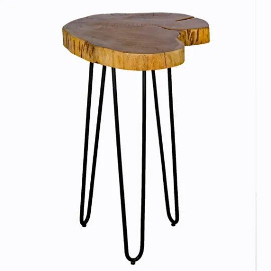 Kirkland's Home Round Natural Live Edge Hairpin Legs Accent Table- Accent & End Tables